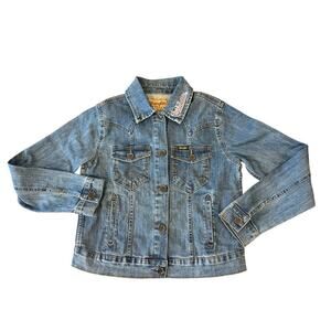 NEW WRANGLER Oklahoma University OU Jean Denim Jacket Women size S NWT Gameday